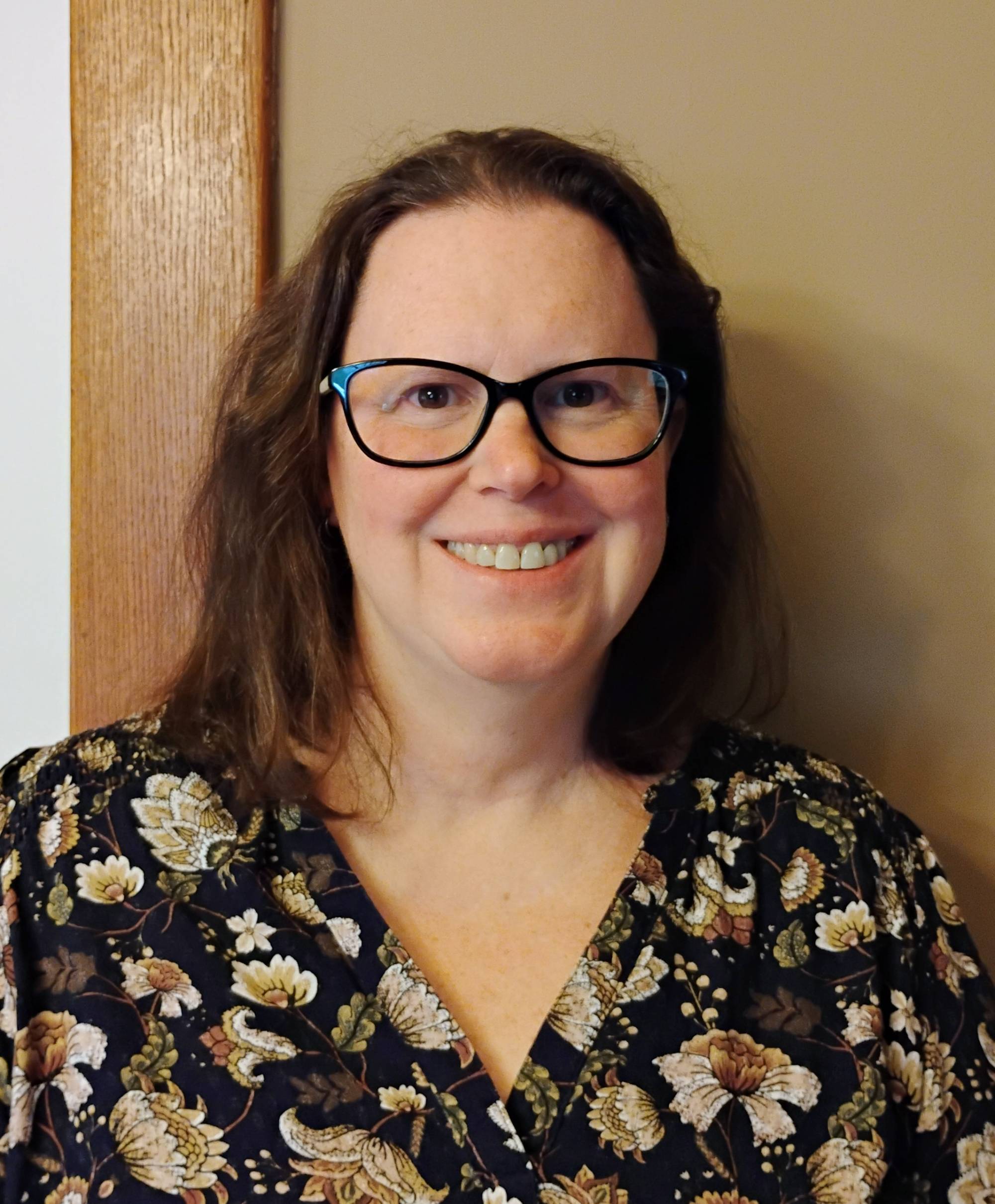lab supervisor, Mary Gifford, smiling